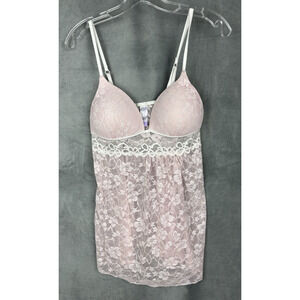 Secret Treasures Babydoll Cami Top Women’s M / 8-10 Pink Lace Romantic Whimsical